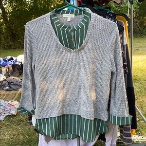 Green and gray blouse